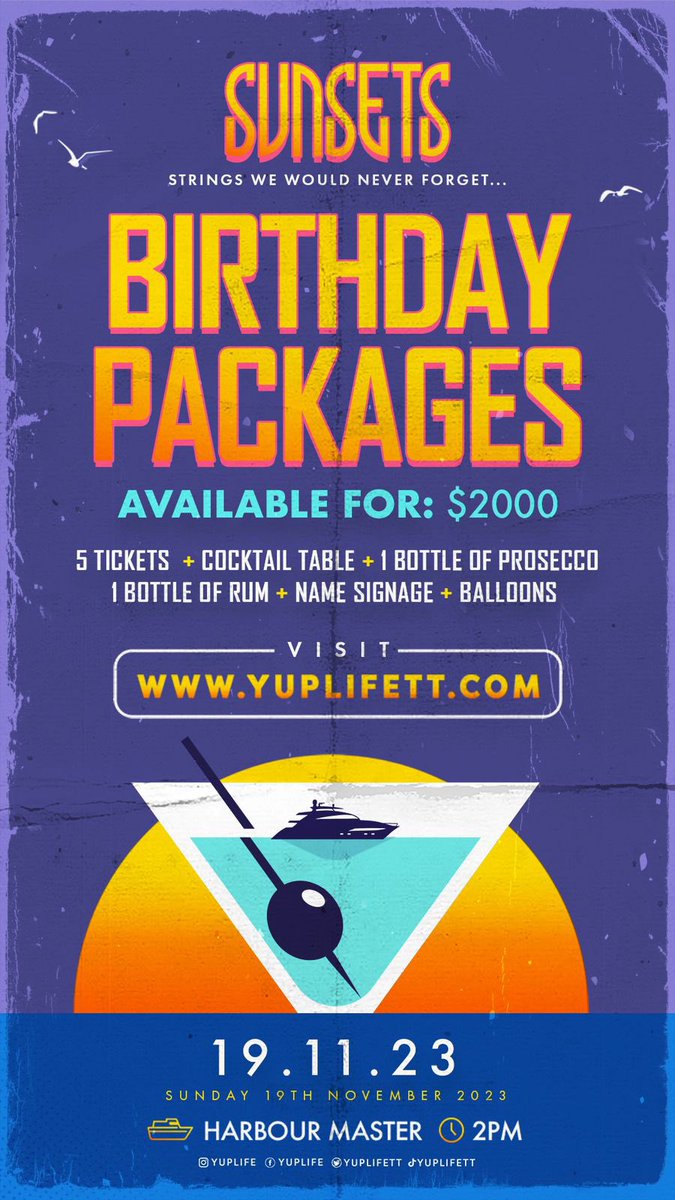 yuplifett's tweet photo. Elevate your celebration with our Birthday Packages and make waves with memories that will last a lifetime 🎈 🥂 🤩

Tickets are now available exclusively via https://t.co/MGzuAbWNp2 for purchase via Credit/Visa Debit cards 🎟️

#Sunsets2023 
#ExperienceYupLife https://t.co/IqI6pdlOyK