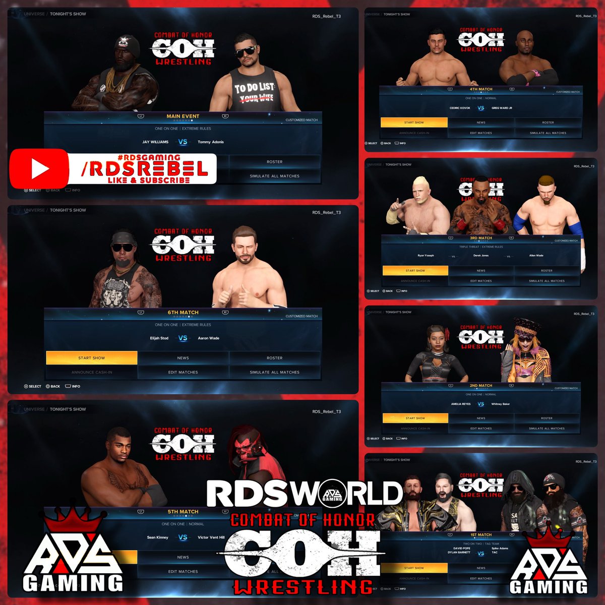 We are live for Episode 19 of Combat of Honor! Come check out some great matches inside the RDSWORLD! 
#RDSWORLD #RDSGAMING #WWE2K23 

youtube.com/live/PotLMoLHL…