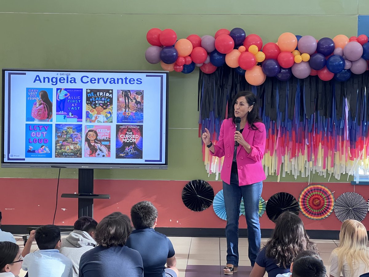 OrtizLibrary259's tweet photo. One of my favorite things about being a librarian is hosting amazing authors like ⁦@AngelaCervantes⁩ She captivated our 4th and 5th graders today at Ortiz. Can’t wait to read The Cursed Moon!!! ⁦@usd259libraries⁩ ⁦@WichitaUSD259⁩ ⁦@Watermarkbooks⁩ https://t.co/GFLEVfIJNC