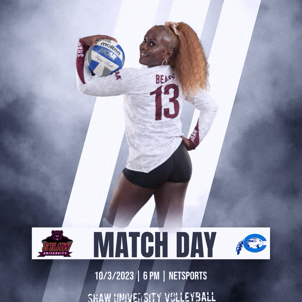 ShawBears's tweet photo. It's matchday for 🐻🏐. Shaw takes on Chowan in a non-conference matchup.
⌚ - 6 PM
🏟 - NetSports (3717 Davis Dr, Morrisville, NC 27560)
#WhateverItTake | #ShawU | #PlayForAC https://t.co/Cgxq8dLajP