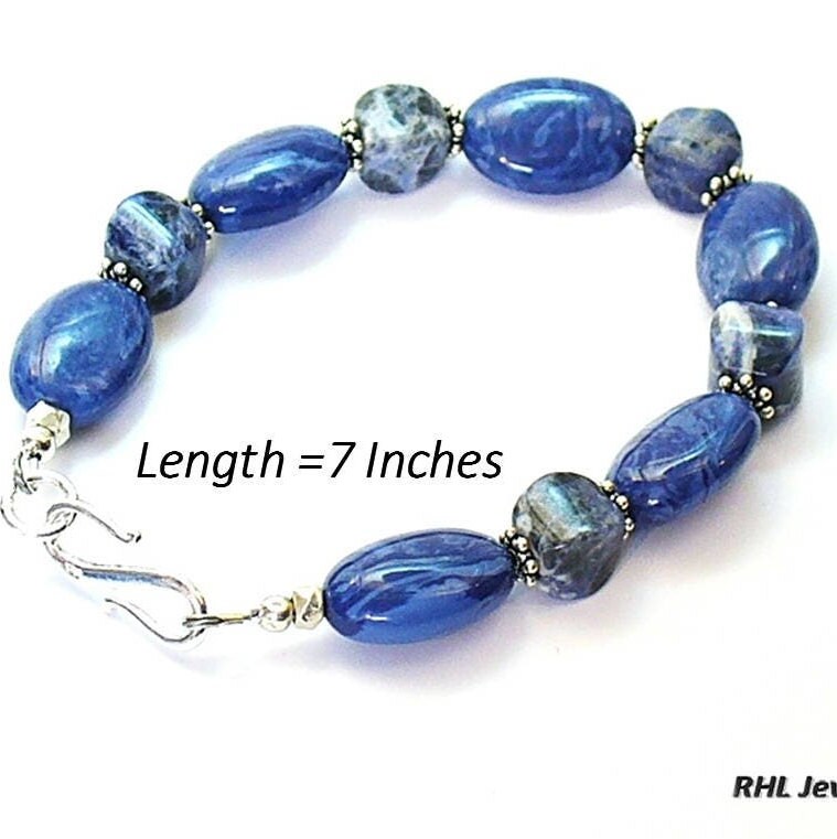 Blue Sodalite Bracelet, Lightweight Blue Bracelet, 6th Chakra, Sterling S-Hook Clasp, tuppu.net/2c174d92 ##freeshipping ##addtocart #RHLJewelry #SodaliteBracelet