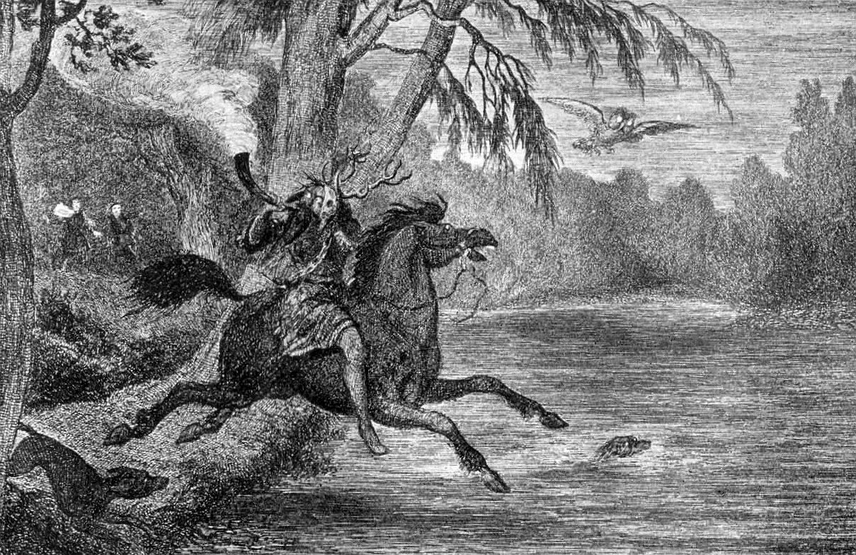 dreamerbook's tweet photo. 'Herne the Hunter' by George Cruikshank, c. 1843
#georgecruikshank #illustration #mythology #forestghost https://t.co/di29wUcM8T