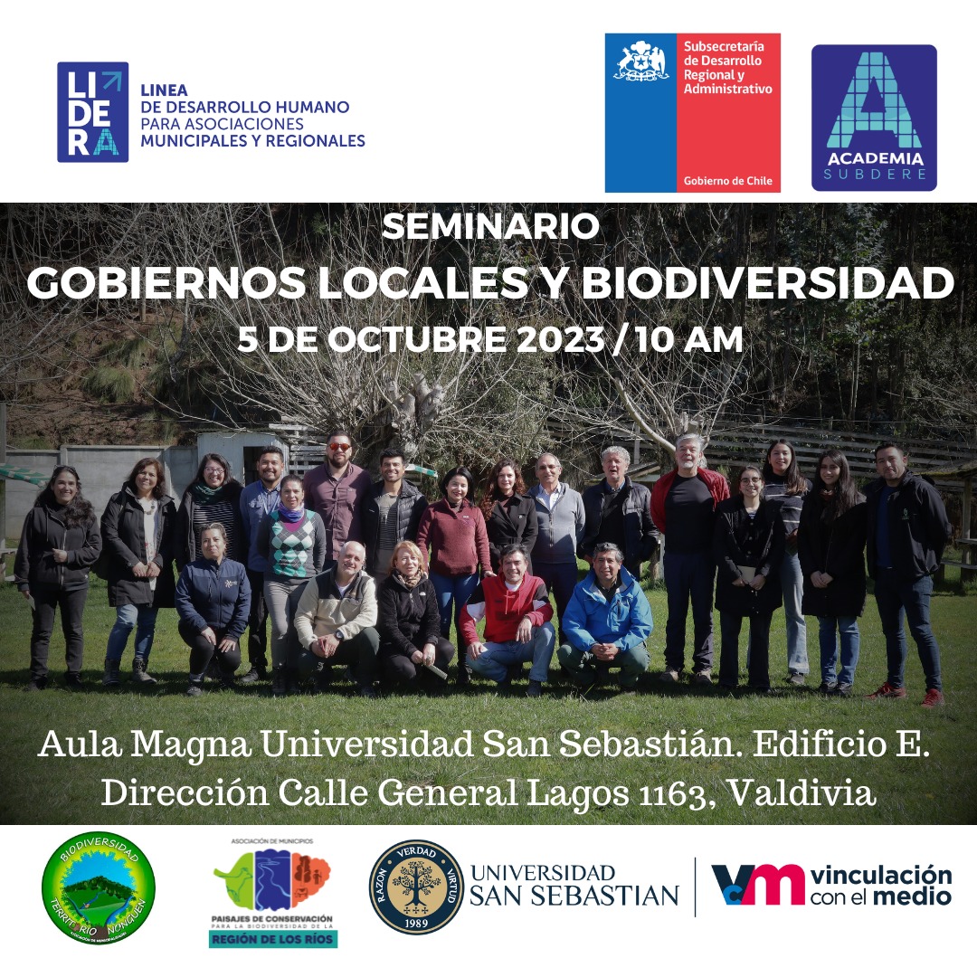 En la Región de los Ríos realizaremos nuestro seminario "Gobiernos Locales y Biodiversidad".

La cita es el 5 de octubre a las 10 AM en el Aula Magna de la Universidad San Sebastián, sede Valdivia (Calle General Lagos 1163).

#asociaciondemunicipalidadesterritoriononguen