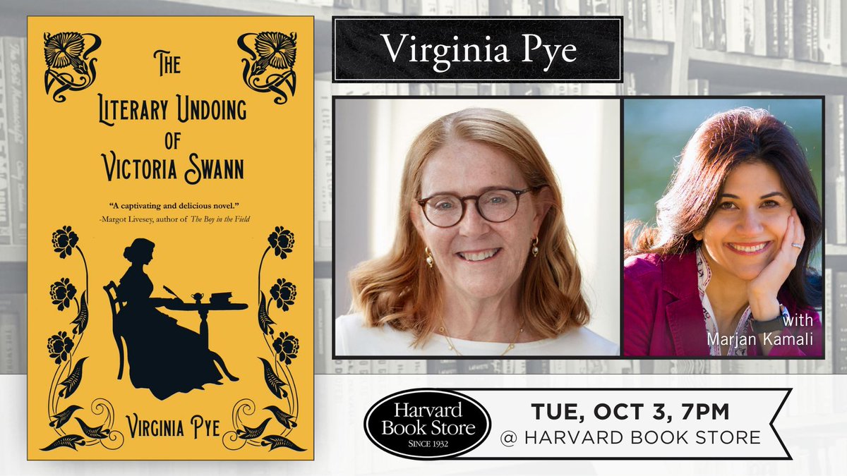 🗓️ Tue, Oct 3, 7PM: @VirginiaPye joins us for the *launch event* of her latest novel, 'The Literary Undoing of Victoria Swann,' joined in conversation by 'The Stationery Shop' author @MarjanKamali.

🔗 Learn more: buff.ly/3Q1zO8A