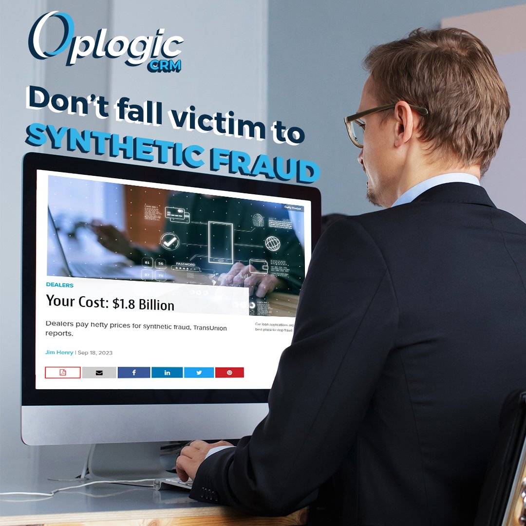 An article in <a href="/WardsAuto/">WardsAuto</a> reveals a startling stat, "According to a recent study from credit bureau TransUnion, potential lender liability from synthetic fraud in auto loans was $1.8 billion for the first half of 2023..."

Protect dealership with Oplogic bit.ly/43Wo5g7