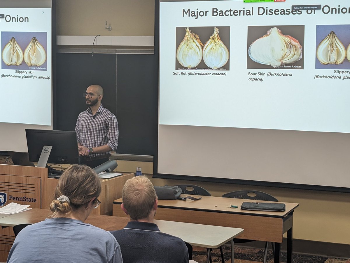 RC_Neupane's tweet photo. Presented a talk on my research to the department @psuPPEM. I am exploring diversity and copper tolerance of bacterial pathogens of onion. And for my Int'l ag thesis component, I am studying wastewater irrigation in Nepal employing system thinking approach.
#phdlife #Plant_health https://t.co/GEec7HWNQg