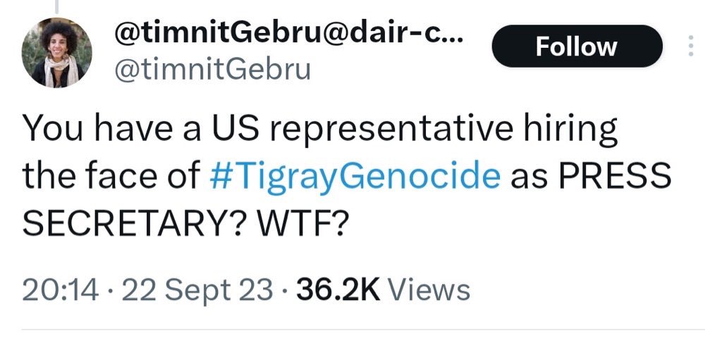 Amanbiede's tweet image. Timinit’s relentless pursuit of cancel culture against Hermela has been persistent, &amp;amp; it’s a trend we’ve seen too often. It’s time to amplify our voices &amp;amp; stand strong, or we risk falling prey to #TPLFTerrorist. Reach out to Maxin &amp;amp; inform her about this issue. #CancelCulture