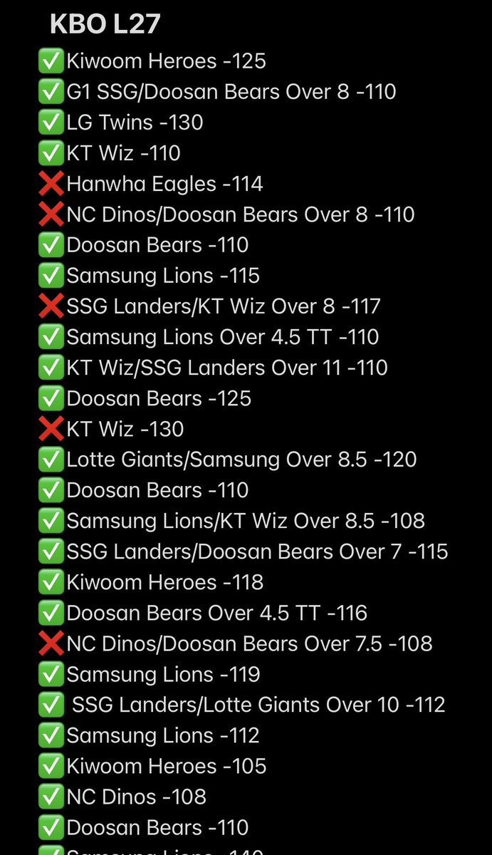 OutofLineBets's tweet photo. Who is ready for a 3U #KBO System Play? (76.3% hit rate) ⚾️

22-5 L27 KBO free picks 🔮

We’re on a never-ending HEATER 🔥

To unlock the play, simply LIKE AND RETWEET, and we’ll send you a DM 📲 (must be a follower)

#GamblingTwitter https://t.co/LQjbeyDSyN