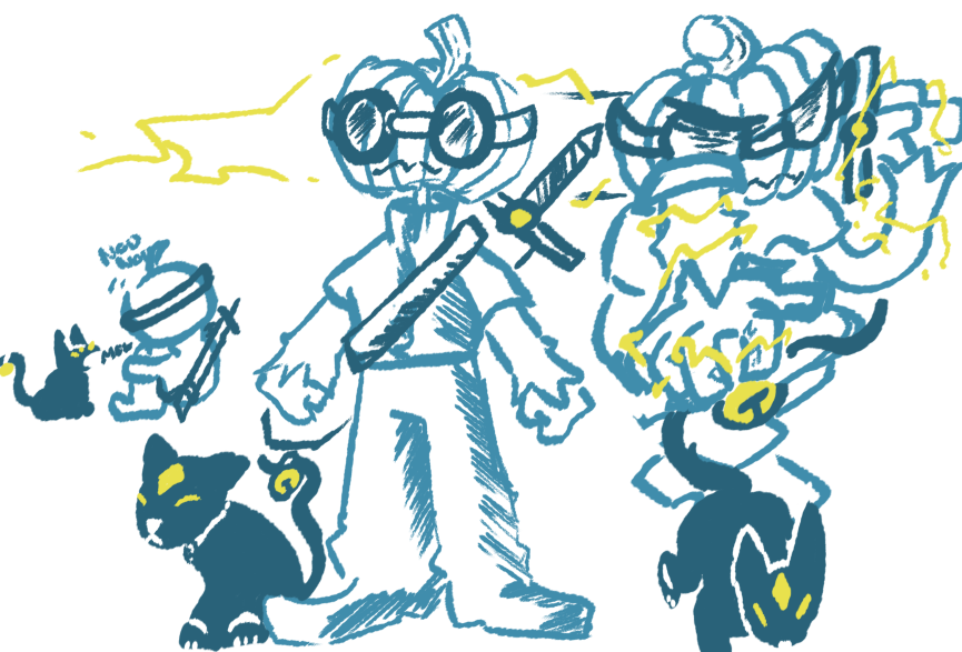 ToastRefried's tweet image. Pumpkin Boy and his Magical Cat Friend