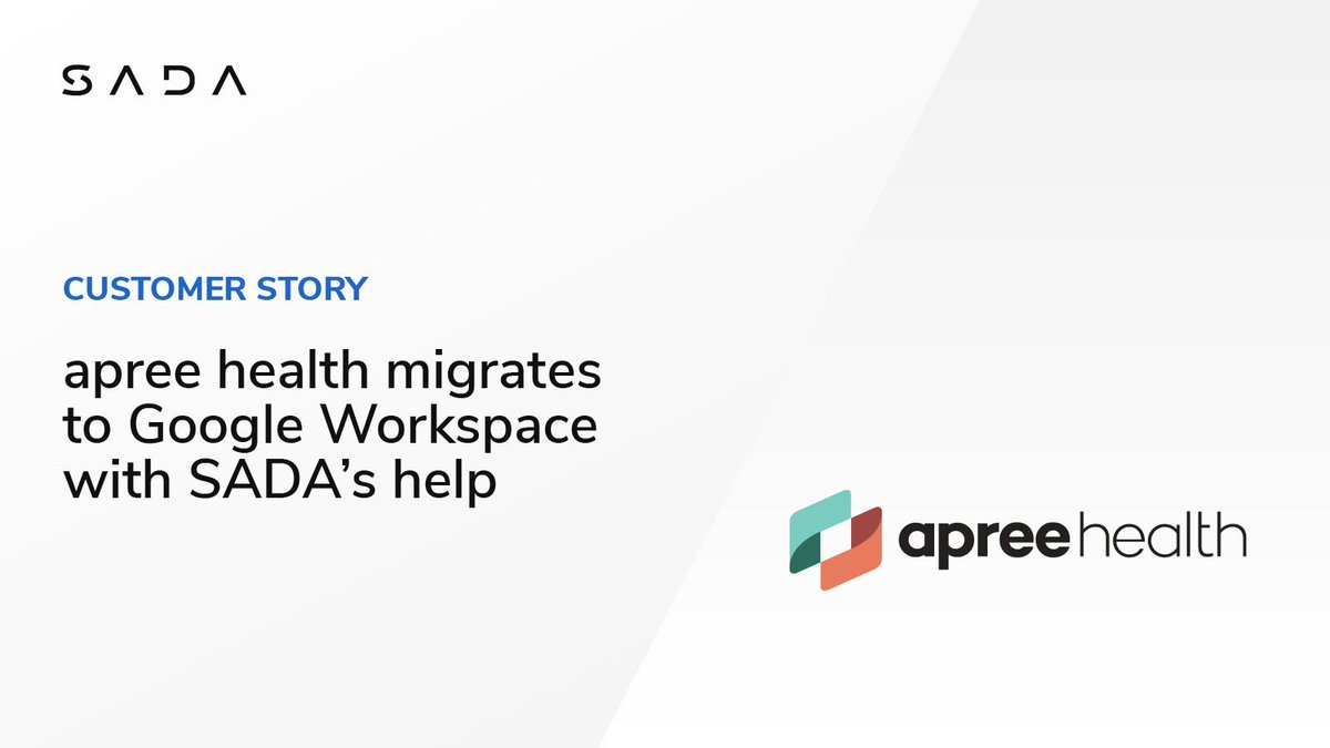 SADA_Writer's tweet photo. @apreehealth &amp; SADA unify 2️⃣ legacy companies into 1️⃣ @GoogleWorkspace tenant, improving operational efficiencies. 🔗 Discover more: https://t.co/fwvTLpGLtz

Learn how migrating two companies into one #GoogleWorkspace tenant in 6 months &amp; improves #productivity &amp; #collaboration. https://t.co/R8Tx2twpSL