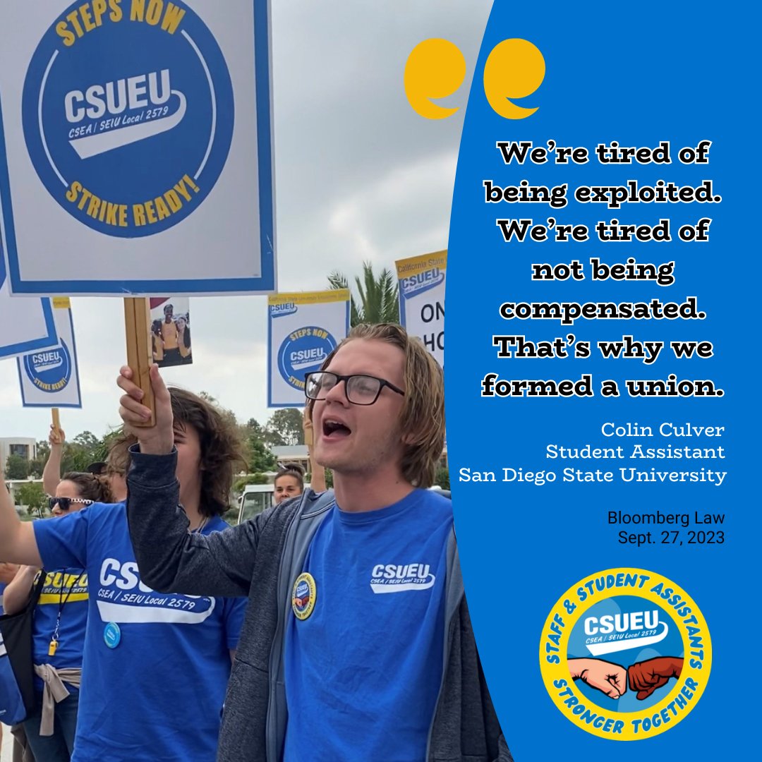 CSUEU's tweet photo. Big news coming tomorrow. “The wave of unionization among this generation may impact the labor movement itself.” https://t.co/R4b0Z9b6nt
Thanks @robertiafolla
#UnionsForAll #CSUStudentsWork https://t.co/jT0pX0RuQq