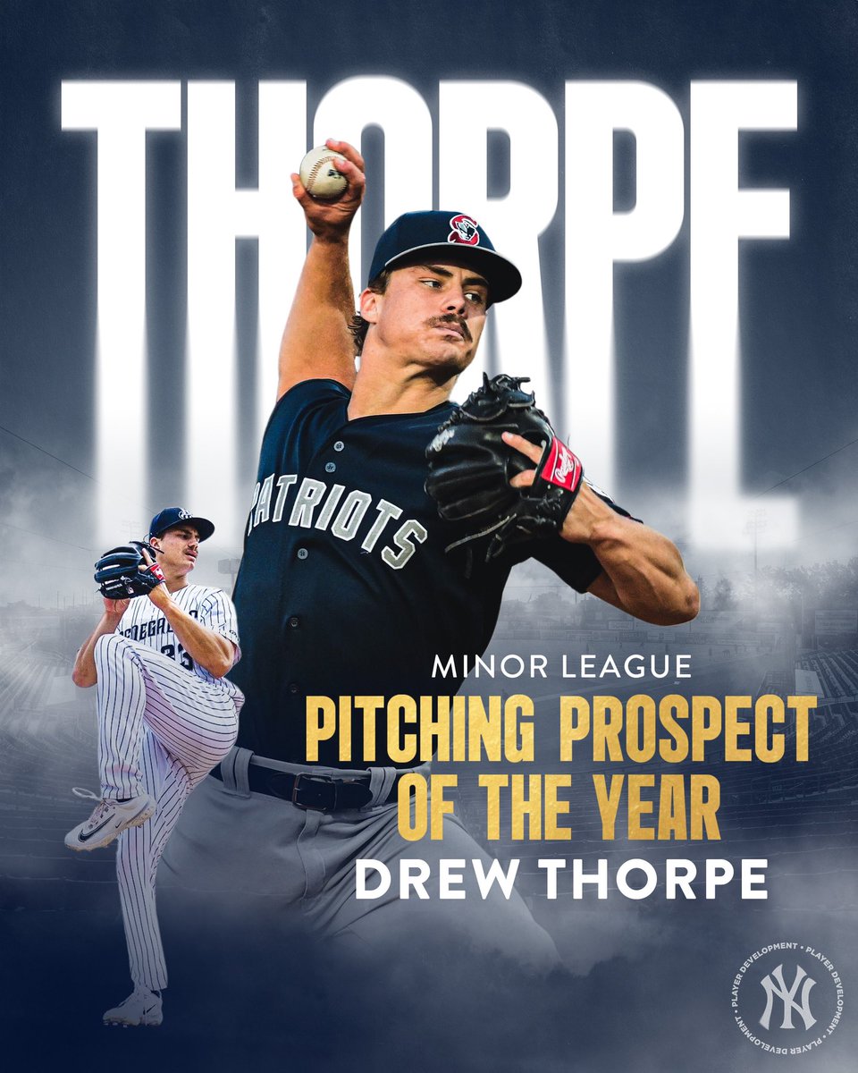 Congratulations to RHP Drew Thorpe, Minor League Pitching Prospect of the Year! 

@drewthorpe2 🏆👏