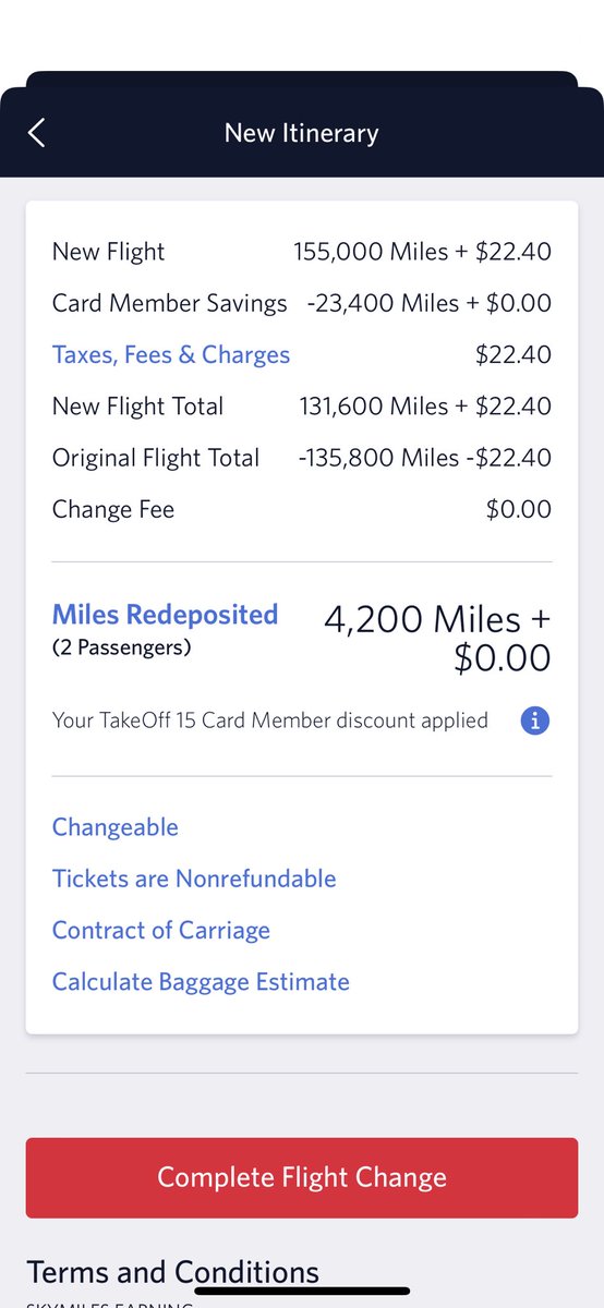 bbrozak's tweet photo. @Delta your guy on the phone said it’d be 9k+ miles for change (after you changed flight time) when app clearly says I should actually get miles redeposited. He said that’s how it works. Just confirming this type of scam is the way you work. @thriftytraveler @thepointsguy https://t.co/kLH0B9wySO