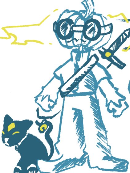 ToastRefried's tweet image. Pumpkin Boy and his Magical Cat Friend