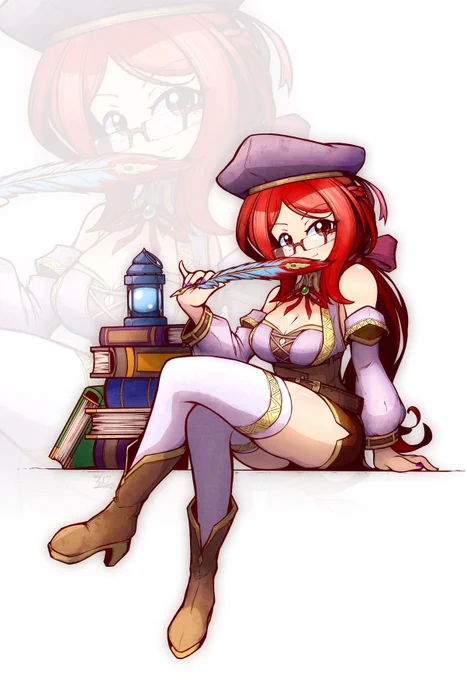 OCtober Day 2  About  Her nickname, 'Lady Scarlet', is given by fellow Library dwellers solely based on the fact that she takes care of Scarlet Corner, a rather tiny Library section. However, it later become some sort of her surname.  #OC_tober #OCtober2023