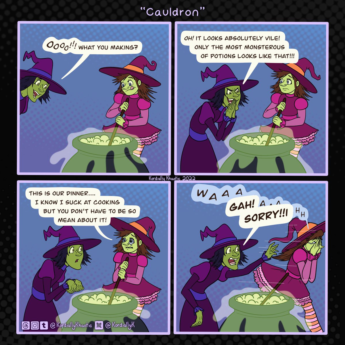 KordiallyK's tweet photo. Witches gotta eat too!

Comictober 2023 Day 2: Cauldron
This got me wondering if cartoon witches use cauldrons as artist use mugs. Heaven forbid they drink out of the wrong one!
#comictober #comictober2023 #cauldron #cartoonwitch #day2 #comic #comics #webcomic #webcomics #art https://t.co/3cyJNci1Uu
