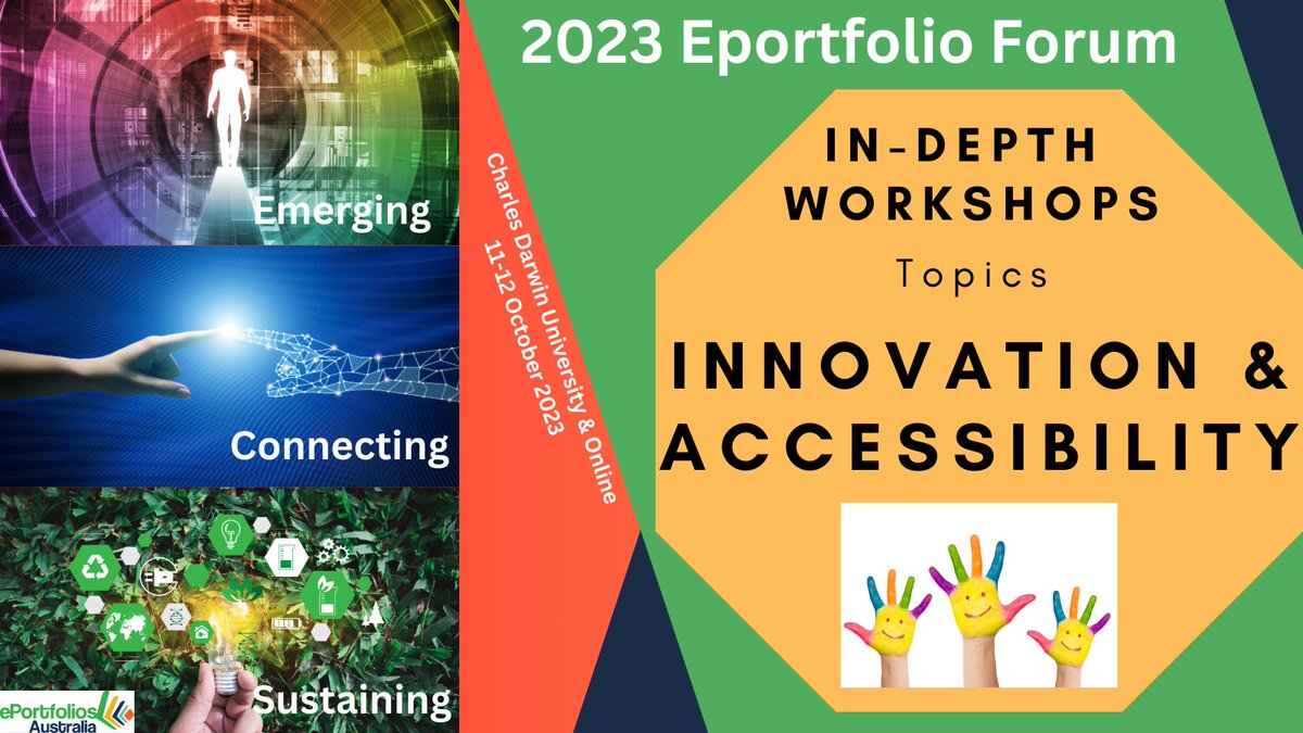 eportfoliosaust's tweet photo. In-depth workshops: ePortfolio Innovation Lab: A Hackathon for Collaborative &amp; Programmatic Learning Design - @leannengo @katevideo Kashmira Dave &amp; @keithheggart  &amp; Accessibility in ePortfolios - Fabienne Loveder Christian Carbjos &amp; Marty Sison
#eportforum https://t.co/YeZizmFpQ1 https://t.co/mUkqfHjeMW