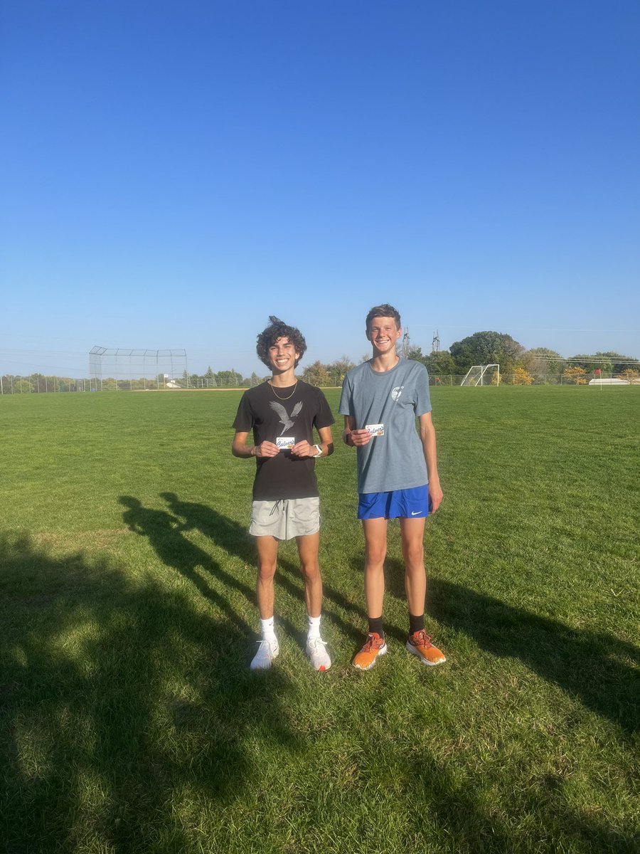 Our practice runners of the week last week were honored today at practice. Congratulations Max S and Kyler W. Thank you both for setting great examples during our workouts last week. Up next, our home meet on Wednesday at the Rec Center. Come on out and support the STMA XC teams!