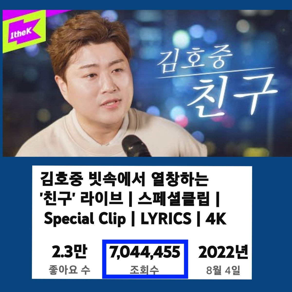 김호중 옥상 라이브 '친구' 유튜브 조회수 700만 돌파! 끊임없이 도전하는 아티스트 멋지다!!!

#김호중_친구_유튜브조회수_700만뷰 
#김호중_열창라이브_바람따라만나리
#김호중 #KIMHOJOONG
#TVAROTTI

​@hojoongofficial 

 🔹️유튜브 링크🔹️
youtu.be/tv4PNacJXsA