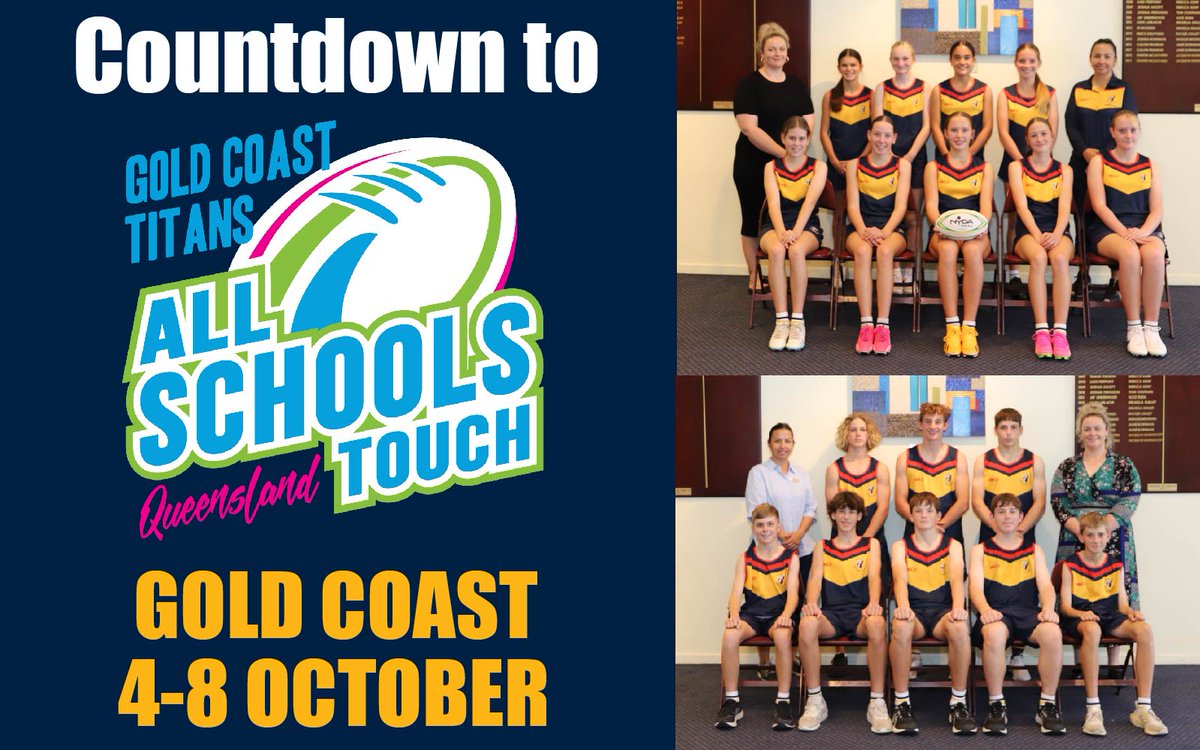 MackayHoly's tweet photo. 🏈 Wishing our U15 Boys and Girls Touch Teams all the best as they travel to the Gold Coast to compete in @QldTouch All Schools Touch this week! https://t.co/KMdL7xSlE8