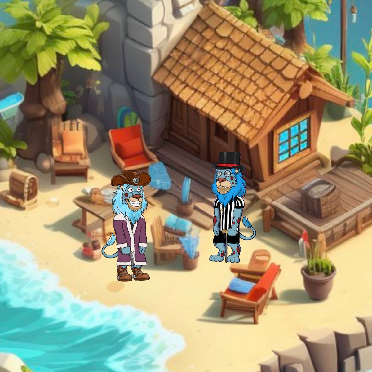 bilmacguitars's tweet photo. If anyone is looking for me, our #LazyButts are just chillin’ at my #LazyScenes by @LazyLionsNFT Beach Oasis. #ZombeachRise https://t.co/JP6tYEf8wU