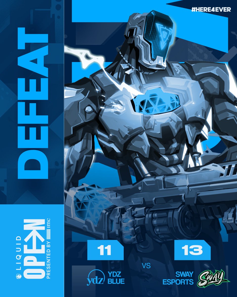 YDZEsports's tweet photo. It was a close one against @SwayGG! GGs to our opponents and good luck to them as they move forward!

We ain't out yet, our fate is determined with Losers Brackets!

#YDZWIN | #Here4Evr | #LIQUIDOPEN https://t.co/LVTJukHhS5