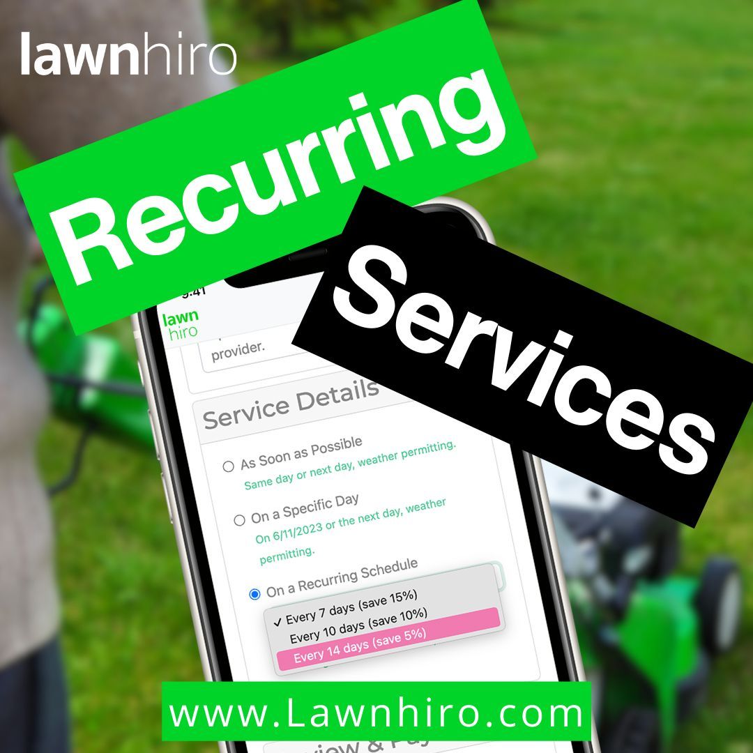 Lawn_Hiro's tweet image. Stay ahead of your lawn care schedule with Lawnhiro's recurring service plans. Never worry about booking again; we've got you covered all year long!  #RecurringService #LawnhiroConvenience
