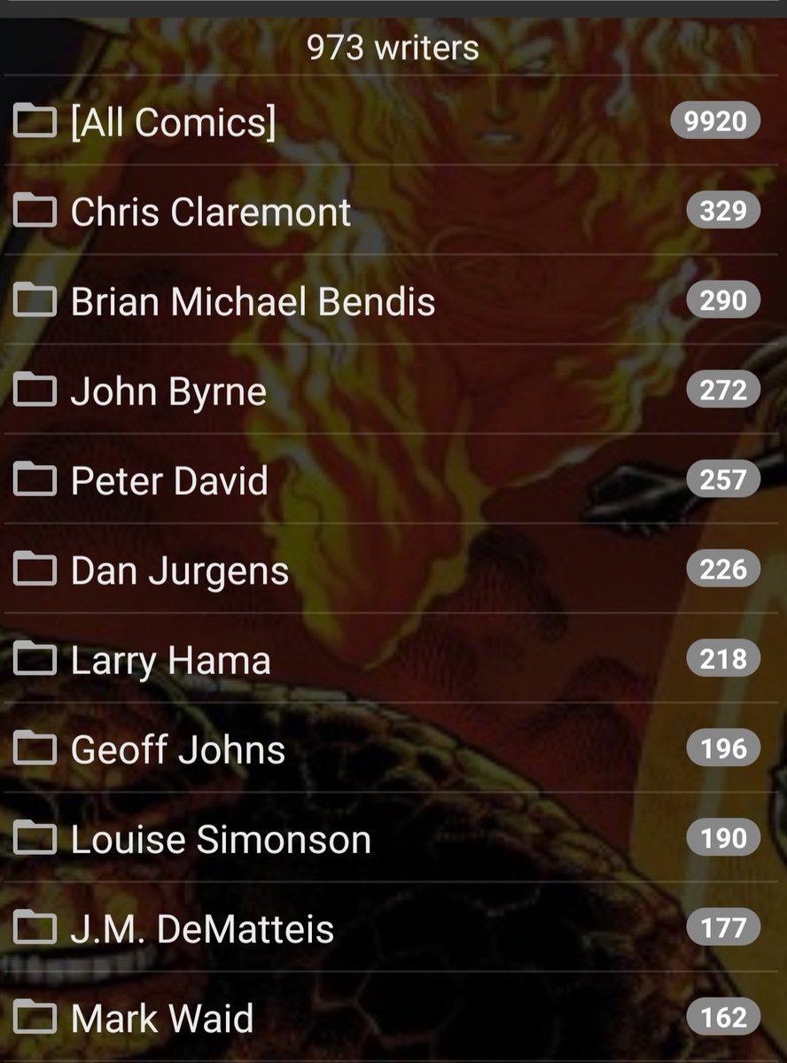 brandonmrmtru's tweet photo. Top 10 pencillers and top 10 writers according to my CLZ #comics #comicbooks #Top10creators https://t.co/zz59vZHy2t