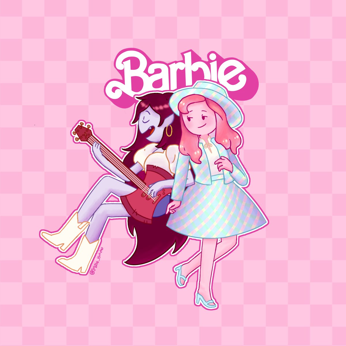 #CNinktober2023 Dia 2!
>bubbline como Barbie 🩷🖤
.
.
#Cartoonber2023 #Bubbline #AdventureTime #adventuretimefanart #princessbubblegum #MarcelineVampire