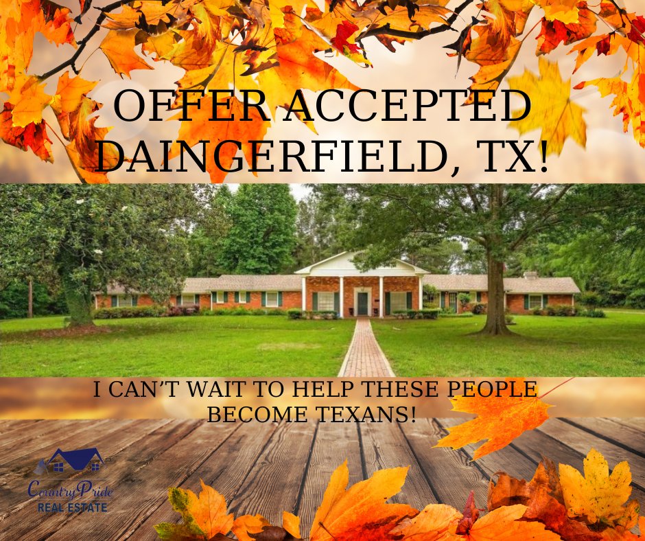 Another offer accepted!    I so much enjoyed the trip and being able to walk this beauty and I can't wait to turn this closing into a vacation away!   Now to get my buyers to Texas! Let us go the Country Mile for YOU!  979-332-0753 #CountryPride #RealEstate #HomeSold  #Texas