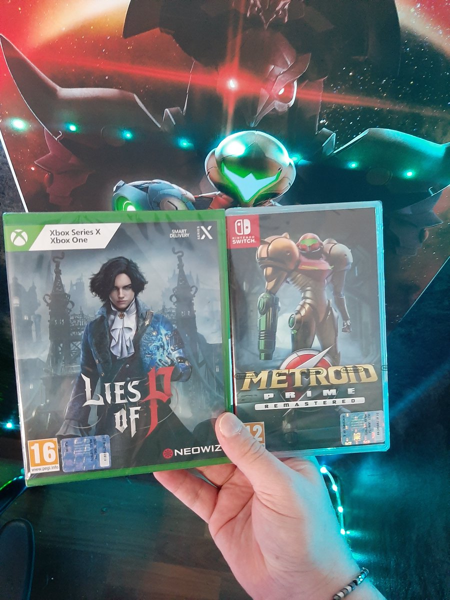 DisEmeraldS's tweet photo. Y así mis últimos pedidos ya llegaron, el Metroid Prime en físico (quisiera también el Dread en físico) y la sorpresa más grande, el Lies of P. 

Más le vale a todos los devs del mundo no sacar juegos que me interesen por como 8 meses, que este año ya me exprimieron mucho. https://t.co/K8pVEaGxBX