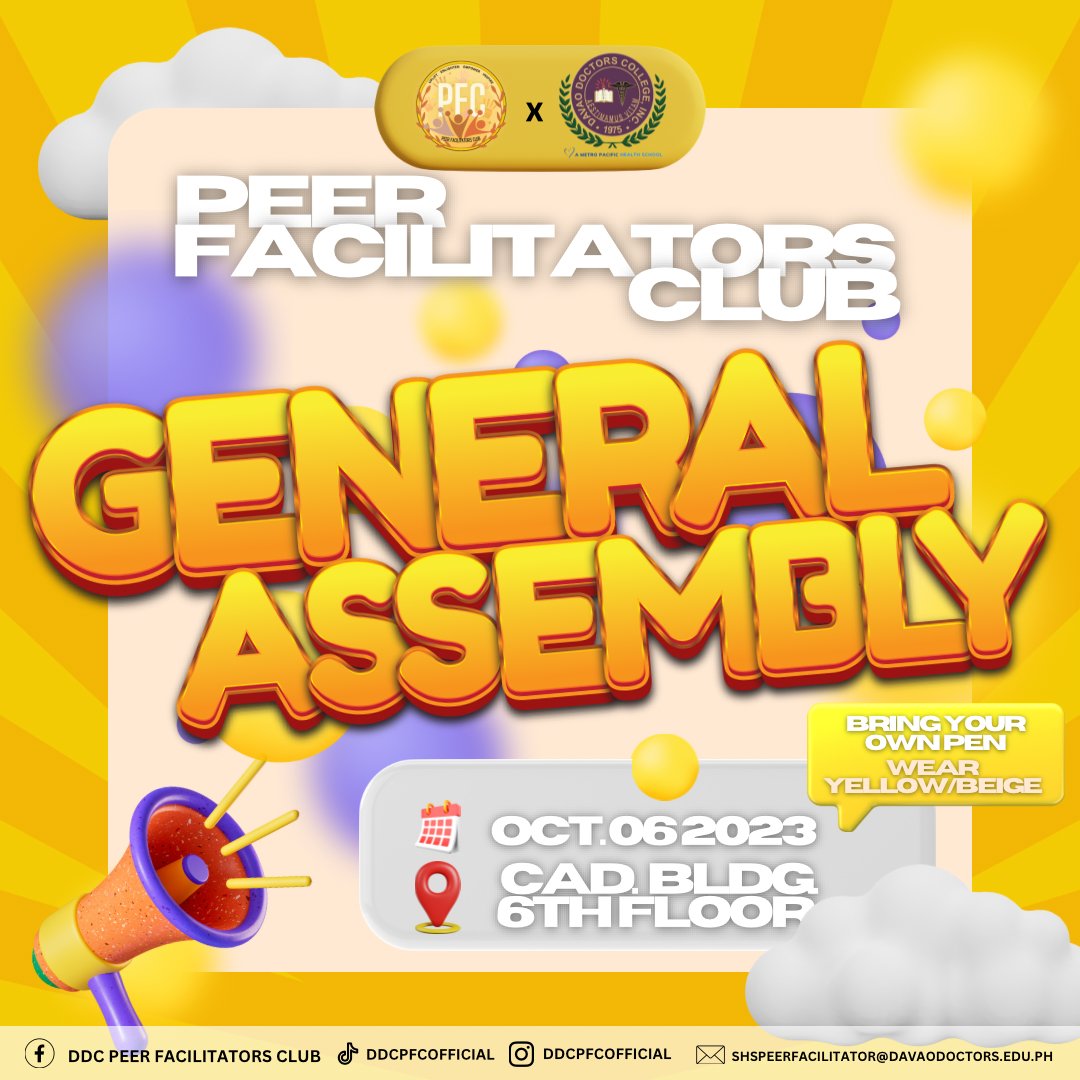 DDCPFCOFFICIAL's tweet photo. 𝐇𝐞𝐚𝐝𝐬 𝐔𝐩 𝐏𝐞𝐞𝐫𝐤𝐚𝐝𝐚𝐬!

Are you prepared to embark on this exciting adventure with the Peer Facilitators Club? We are thrilled to announce the upcoming 𝐆𝐄𝐍𝐄𝐑𝐀𝐋 𝐀𝐒𝐒𝐄𝐌𝐁𝐋𝐘, a gathering of peers, enthusiasts, and those eager to make a difference. https://t.co/ZZ3fYejM36