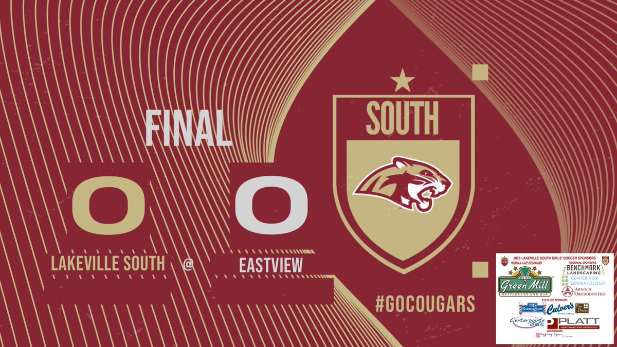 0-0. FT. <a href="/GirlsSoccerLSHS/">South Girls Soccer</a> v. <a href="/EVHSAthletics/">Eastview Athletics</a> 

@ActivitiesLSHS <a href="/LSHSCougarsLive/">LSHSCougarsLive</a> 
@mngirlssoccer <a href="/EqualTimeSoccer/">Equal Time Soccer</a> <a href="/ImCollegeSoccer/">College Soccer Truth ™</a> <a href="/TopDrawerSoccer/">TopDrawerSoccer</a> <a href="/TheSoccerWire/">SoccerWire</a> <a href="/ImYouthSoccer/">ECNL/GA/Recruiting/College Soccer</a>