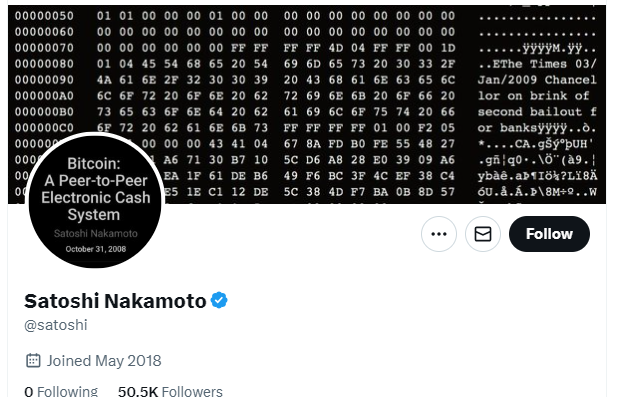 solotop999's tweet photo. 💥Breaking: Địa chỉ x của Satoshi Nakamoto bỗng nhiên hoạt động trở lại sau 5 năm im lặng.
Còn 197 ngày nữa là đến halving.
#ShatoshiNakamoto #Wellback https://t.co/EczzarJReR