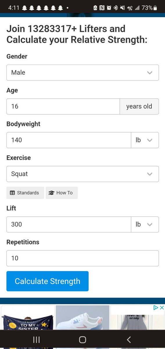 E_Loyal_'s tweet photo. Damn I'm in the top 1 % of 16 yr old who weigh 140 for squat according to this 🙏 #blessed https://t.co/BJqoeufxSz