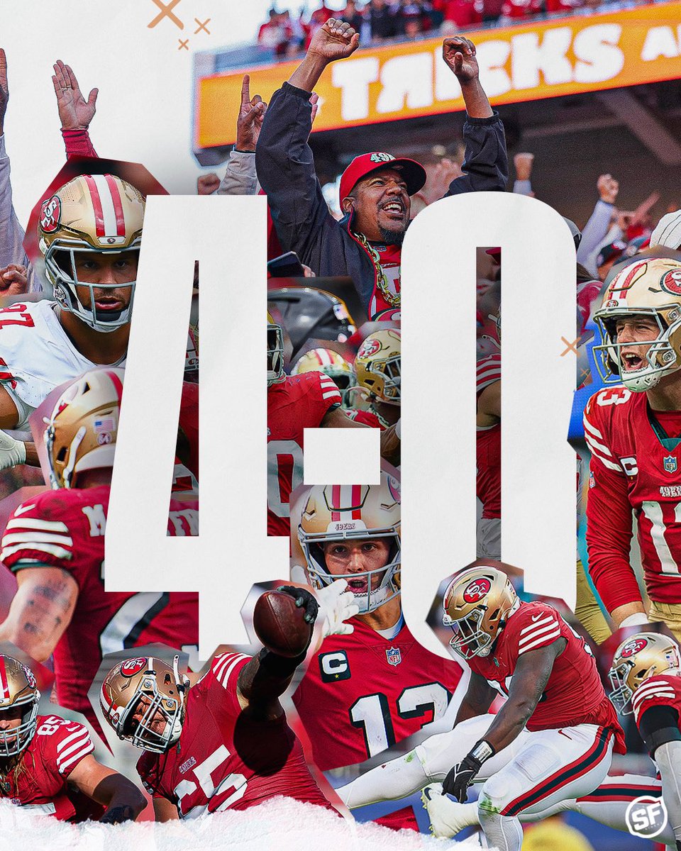TheSFNiners's tweet photo. DROP SOME 🔥🔥🔥 IF YOUR TEAM IS 4-0‼️‼️

#49ers || #FTTB https://t.co/yyoQCm2DW7