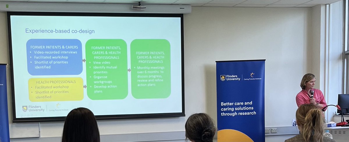 ⁦<a href="/FlindersCFI/">Flinders Caring Futures Institute</a>⁩ Seminar hosted by Knowledge Translation working group. Demonstrating research excellence in utilising models of stakeholder engagement to improve care. ⁦<a href="/GillHar26/">Gill Harvey</a>⁩ ⁦<a href="/TaminaLevy/">Dr Tamina Levy</a>⁩ Suzanne Dawson Liz Lynch
