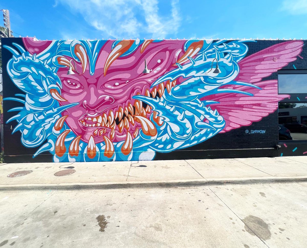Gone and made a big ole painting down Oklahoma City way for the <a href="/PlazaWalls/">Plaza Walls—2023 Mural Expo: Sept 30th</a> mural expo this last week. Thanks again for an incredible week! Catch this monster on the side of the world famous Rad Bar.