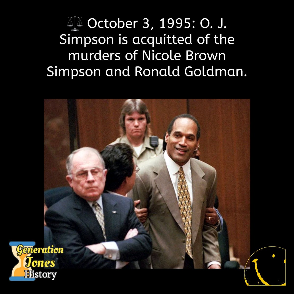 ⚖️ October 3, 1995:
#trialofthecentury #ojsimpson #acquittal #crime #nicolebrownsimpson #shocker #history #ushistory #1990s #generationjones #generationx #babyboom
