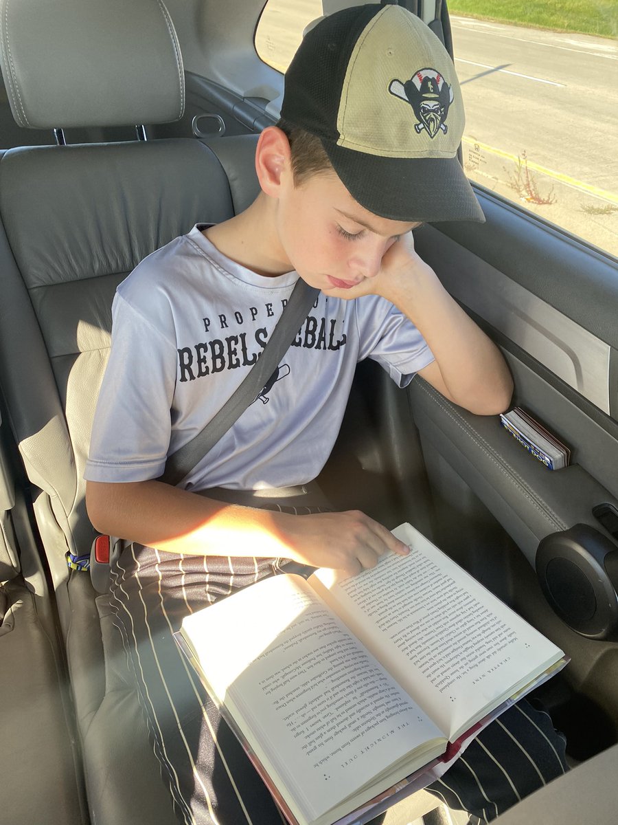 I’ve been trying to get this boy to read Harry Potter for years! Never thought I’d see the day. Turns out all it took was being in <a href="/MrsDaviBBES5/">𝕄𝕣𝕤. 𝔻𝕒𝕧𝕚</a> class! 📚