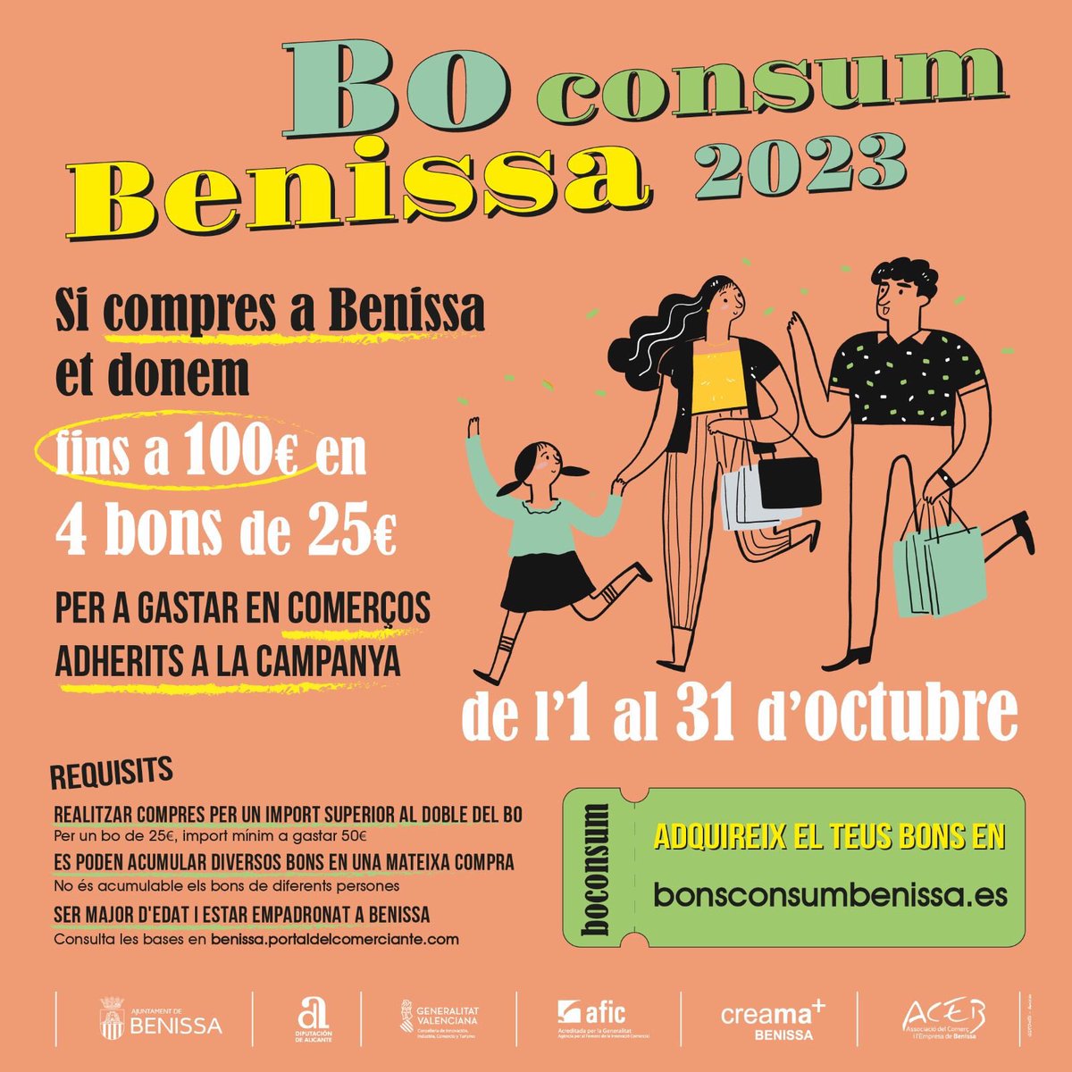Ja pots sol·licitar el teu Bo Consum! 😊🛍️⁣ 
- ⁣
¡Ya puedes solicitar tu Bono Consumo!😊🛍️

bonsconsumbenissa.es