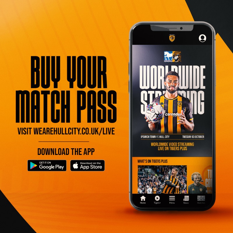 HullCity's tweet photo. Watch #IPSHUL live on Tigers+, in the UK and around the world! ๐บ
#hcafc