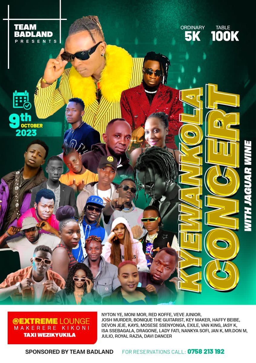 swipe across for all the date #KYEWANKOLACONCERT 9/oct/2023..#extreamloungemakerere see you there lets support a brother...let music speak #kampala #tiktok #trendingnow #uganda