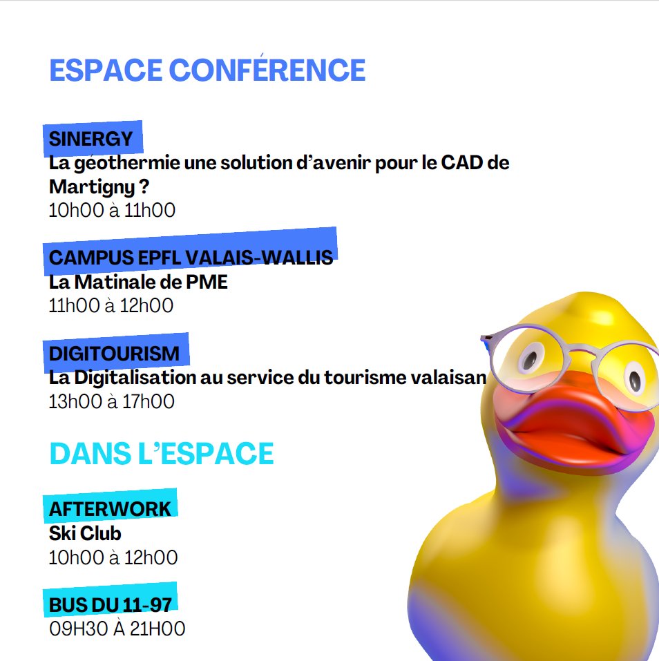 Foire du Valais (@fdvofficiel) on Twitter photo Découvrez le programme du jour de l'Innothèque. Créé en 2002, cet espace atypique est la vitrine de l'#innovation romande. #démos #conférences #FoireduValais #fdv
#cimark <a href="/bcvs_wkb/">BCVS | WKB</a> <a href="/lamobiliere/">La Mobilière</a> #Abilis #Sinergy <a href="/EPFL/">EPFL</a> Découvrez le programme du jour de l'Innothèque. Créé en 2002, cet espace atypique est la vitrine de l'#innovation romande. #démos #conférences #FoireduValais #fdv
#cimark <a href="/bcvs_wkb/">BCVS | WKB</a> <a href="/lamobiliere/">La Mobilière</a> #Abilis #Sinergy <a href="/EPFL/">EPFL</a>
