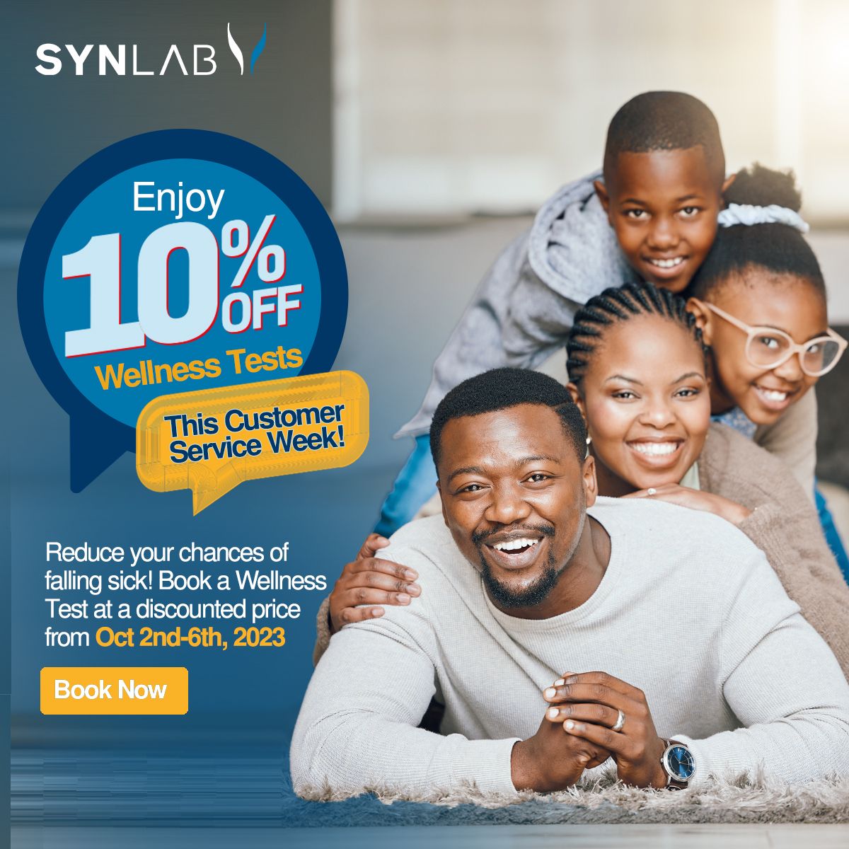 SynlabNG's tweet photo. 🎉 Elevate Your Wellness with #SYNLABNigeria! 🌟
In honour of Customer Service Week, seize a golden opportunity from October 2nd to 6th. Enjoy an amazing 10% discount on our Wellness Tests and embark on a proactive journey towards better health! 💪
#ProactiveHealthcare https://t.co/eKPWdmgpn4