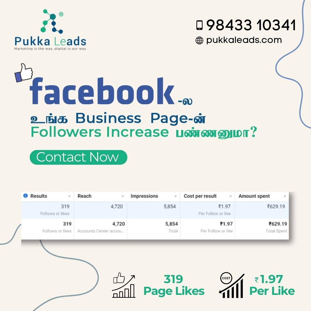 Pukkaleads's tweet image. Facebook -ல  உங்க Business Page -ன் Followers Increase பண்ணனுமா?

Call Us Today👇
🌐pukkaleads.com
📱98433 10341
.
.
.
#pukkaleads #digitalway #googleads #facebookads #restaurantpostdesigns #sponseredad #digitalbusinesscard #emailsignature #googlemybusiness