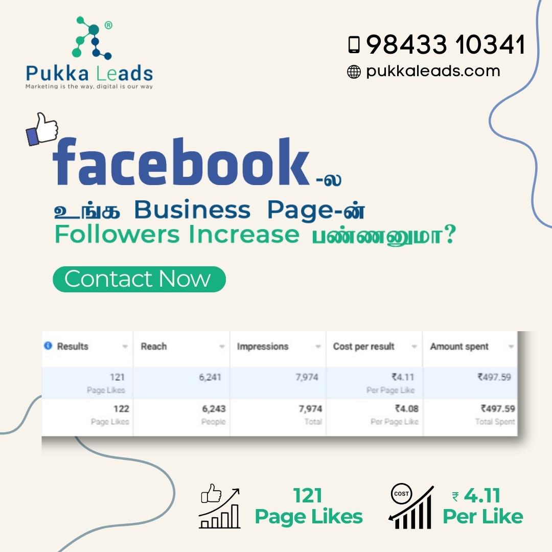 Pukkaleads's tweet image. Facebook -ல  உங்க Business Page -ன் Followers Increase பண்ணனுமா?

Call Us Today👇
🌐pukkaleads.com
📱98433 10341
.
.
.
#pukkaleads #digitalway #googleads #facebookads #restaurantpostdesigns #sponseredad #digitalbusinesscard #emailsignature #googlemybusiness