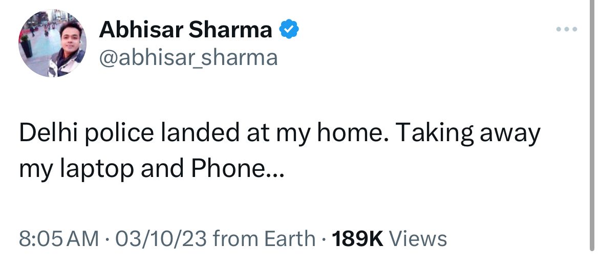 KanugaSharif's tweet image. ABP ન્યુઝમાંથી કાઢી દેવાયા બાદ યુટ્યુબ પર પોતાની ચેનલ શરૂ કરનાર અને કરોડો વ્યૂવર ધરાવતા પત્રકાર અભિસાર શર્માએ ટ્વિટ કરીને કહ્યુ, મારા ઘરે દિલ્લી પોલીસ આવી છે… ફોન અને લેપટોપ લઈ ગઈ છે.@abhisar_sharma #SaveDemocracy #Savemedia