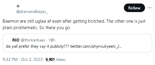 BABYMONprotect's tweet photo. [ATTENTION]

REPORT THIS ACCOUNT - Calling BM members ugly and inciting fandom war

Post:
🔗: https://t.co/TyyOGv31RF

HOW TO REPORT:
Abuse &amp; Harassment > Insult or Targeted Harassment  

‼️RNB &amp; DO NOT ENGAGE‼️ https://t.co/vqOM2bjKsp