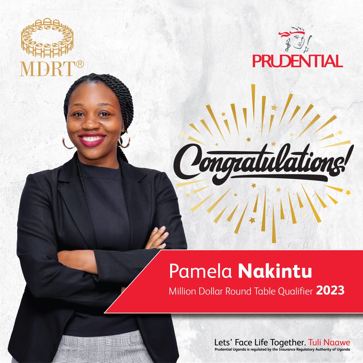 PrudentialUG's tweet photo. At Prudential, we're steadfast in our commitment to nurturing only the finest financial advisors. 

Evident in their journey is the esteemed MDRT qualification - a hallmark of global excellence in life insurance and financial services. 

As they ascend to this pinnacle, it's clear that our advisors, like Pamela Nakintu, are making their mark on the world stage. 

Bravo, Pamela! Your MDRT achievement distinguishes you as undeniably world-class. 

We're beaming with pride at your shining success. 

#MDRTQualifier 
#LetsFaceLifeTogether 
#TuliNaawe
